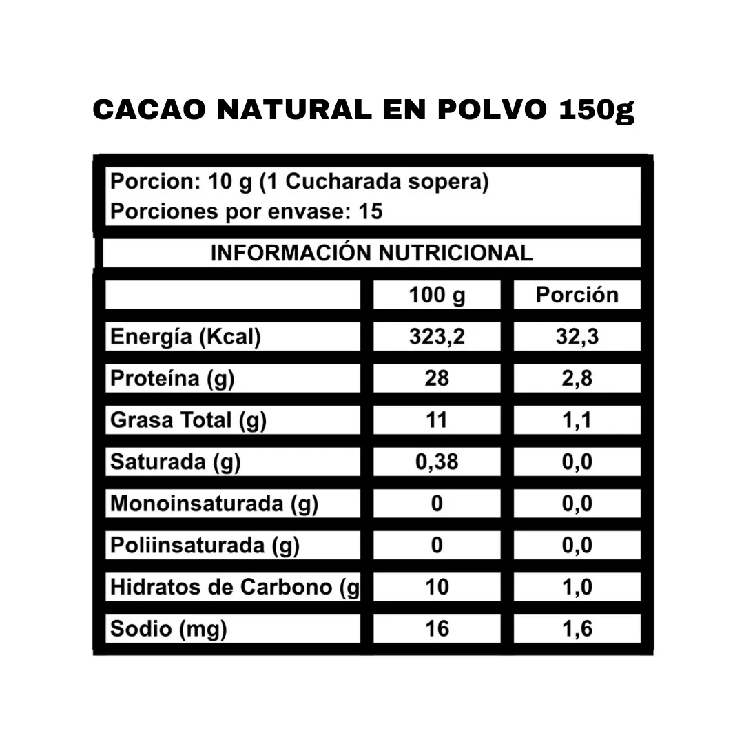 CACAO NATURAL EN POLVO – 150 g U11382 - Imagen 2