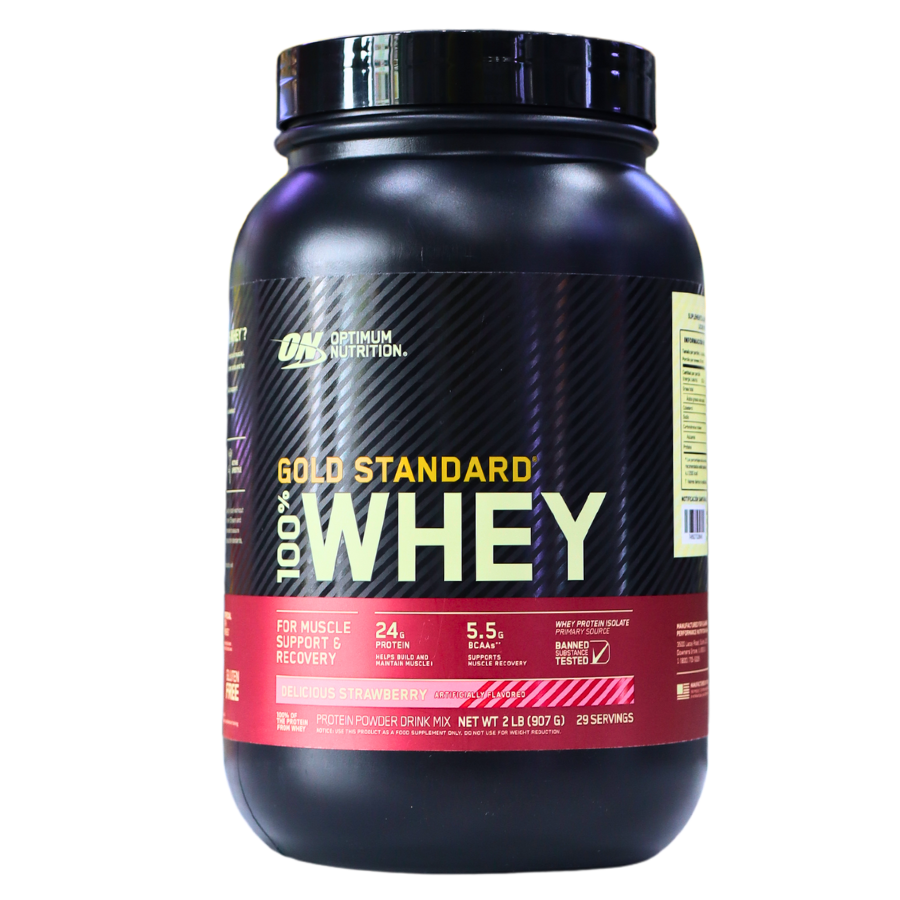 100% WHEY PROTEIN GOLD STANDARD 2 LB STRAWBERRY- OPTIMUM NUTRITION